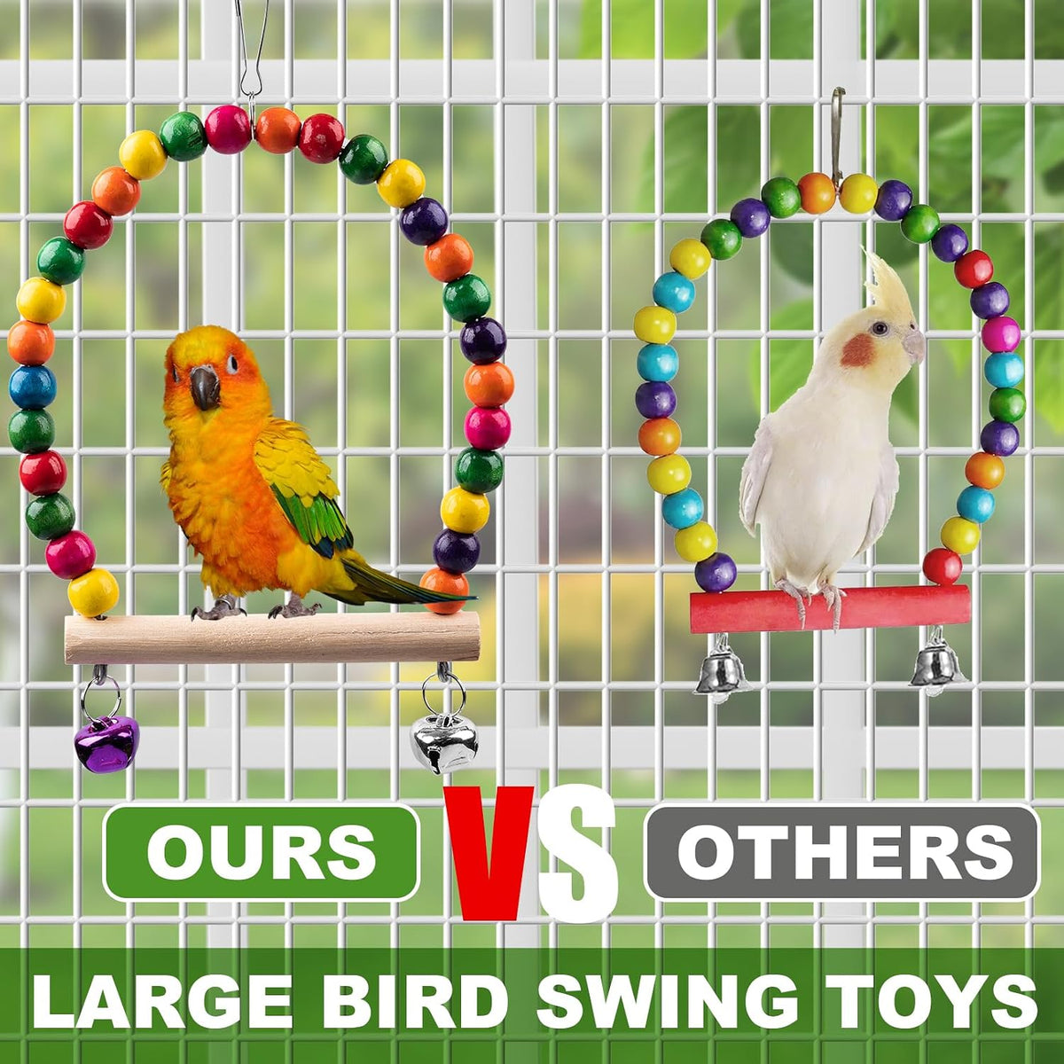 Bird Toys for Parakeets 7Pcs, Wood Parrots Budgie Cage Accessories - Image 3