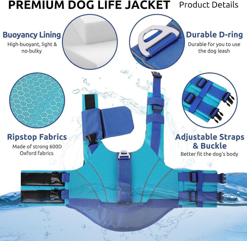 Pet life safety vest with dual rescue handles