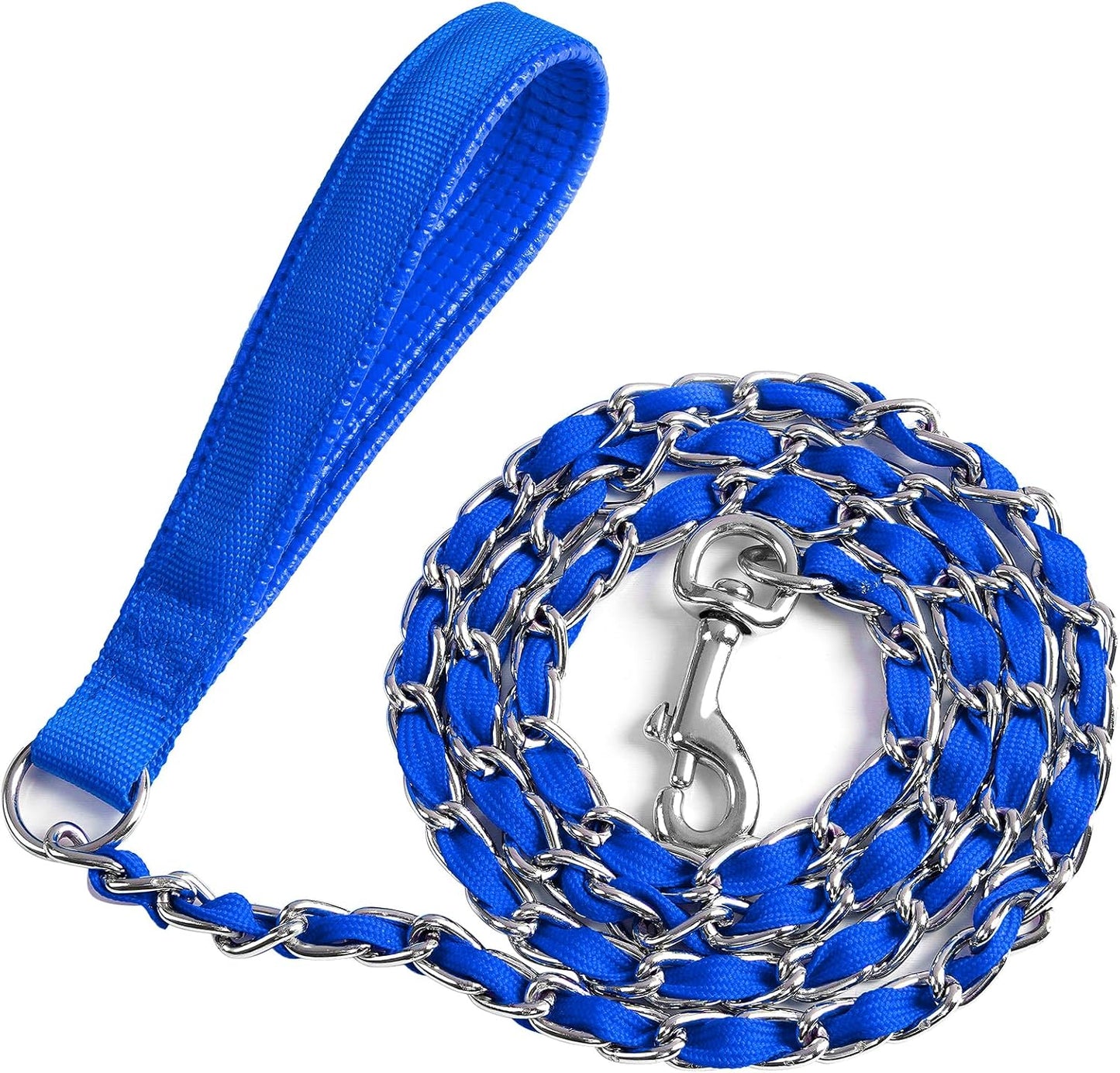 LUFFWELL dog walking chain leash showing secure welded O-ring hardware attachment