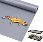 Helidrago leopard gecko tank liner mat front view in gray reptile enclosure