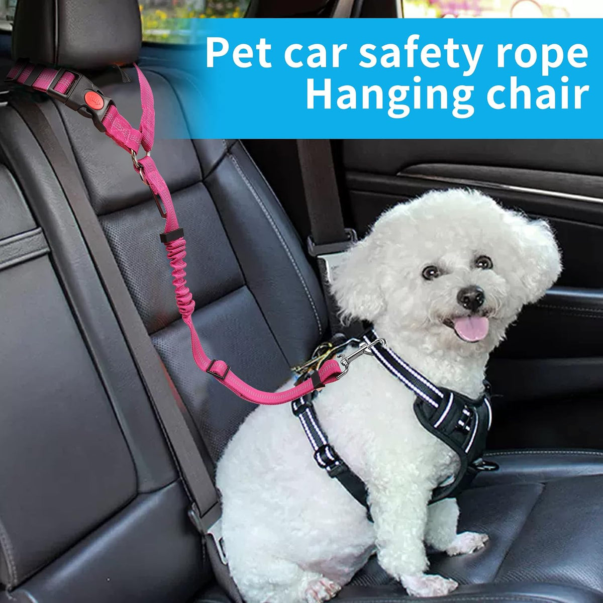 Close up of Yaodhaod elastic bungee buffer for dog seat belt