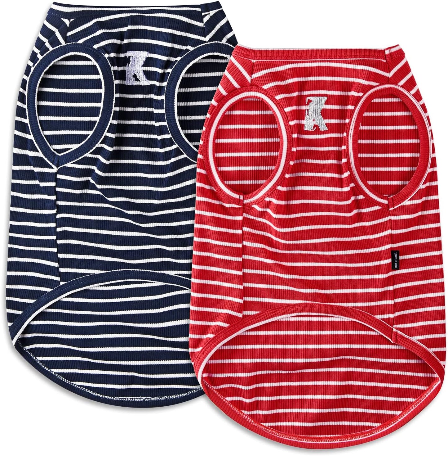 Koneseve Dog Shirt Vest Lightweight Stretchy Dog T-Shirts Soft Cool Shirts Sleeveless Stripe Vests Breathable Clothes for Puppy Kitty Cats Small Medium Large Dogs 2 Pack Pink + Green [ L/Large ] - Image 9
