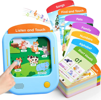 JoyCat Kids Learning Tablet front view showing interactive flash card insertion slot