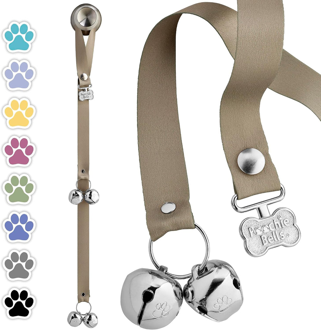PoochieBells Espresso dog potty training door bells front view