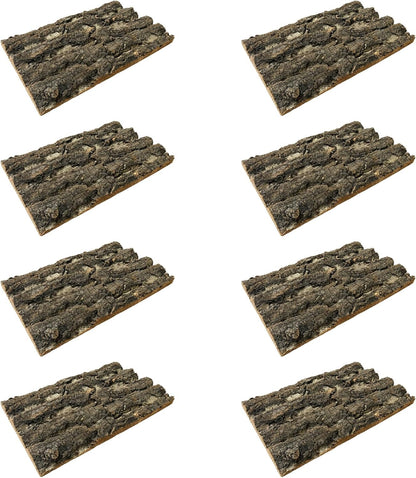 Natural wood backdrop panels arranged inside a bearded dragon terrarium