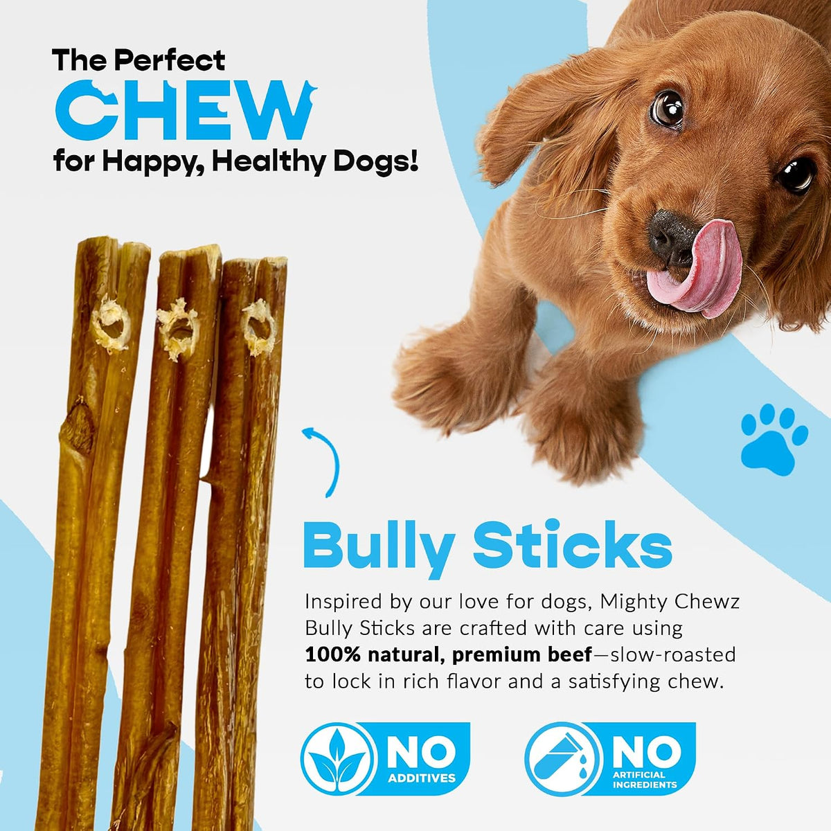 Close up of pre-drilled hole in Mighty Chewz bully stick