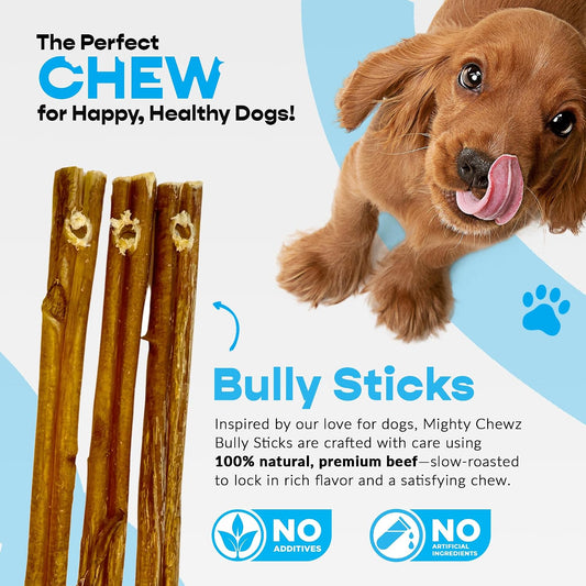 Close up of pre-drilled hole in Mighty Chewz bully stick