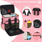 LASUK pink dog diaper bag pack with silicone travel bowls