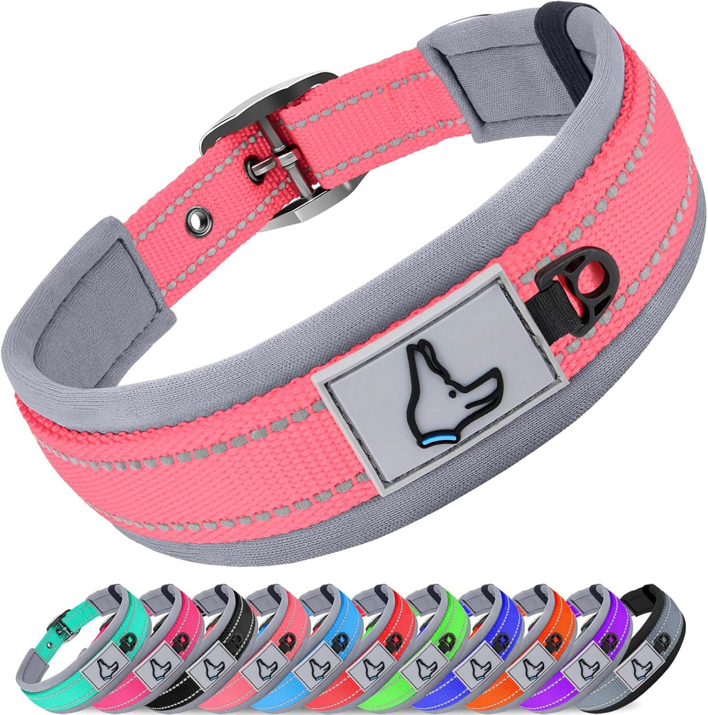 Joytale Dog Collar for Large Dogs, Neoprene Padded and Adjustable, Reflective Wide Heavy Duty Pet Collars with Durable Metal Belt Buckle for Walking, Hotpink, L - Image 14