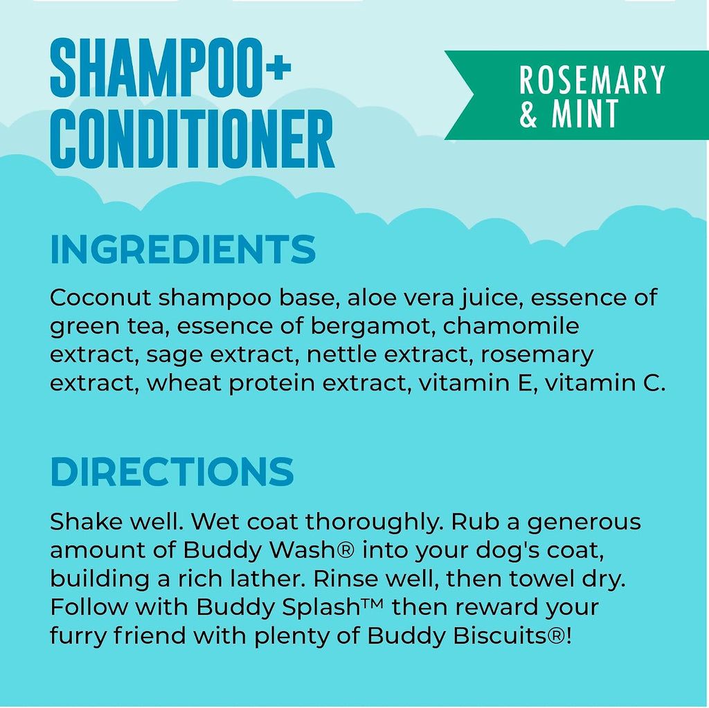 Close up of Buddy Wash rosemary and mint branding