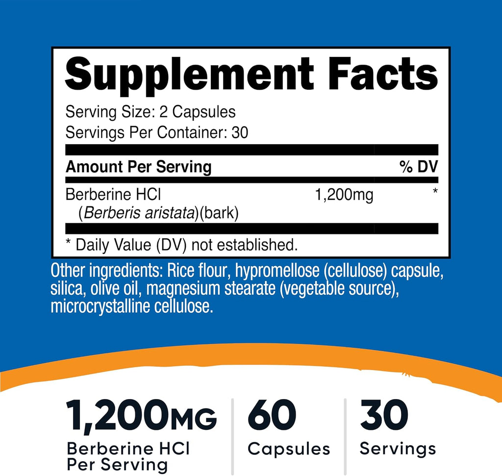 Nutricost Berberine HCl (1,200mg) 60 Capsules, 30 Servings - Image 4