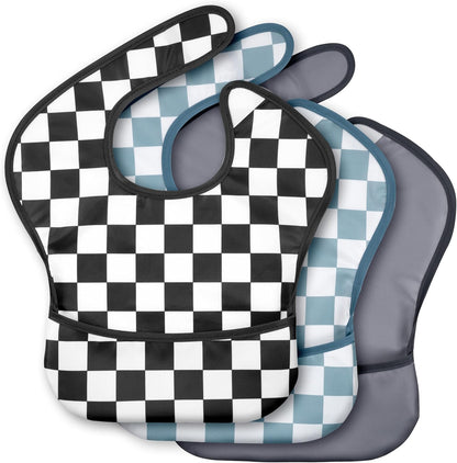 CIVARUA KIDS 3-Pack Waterproof Baby Bibs front view showcasing the large food catcher pocket for toddler feeding.