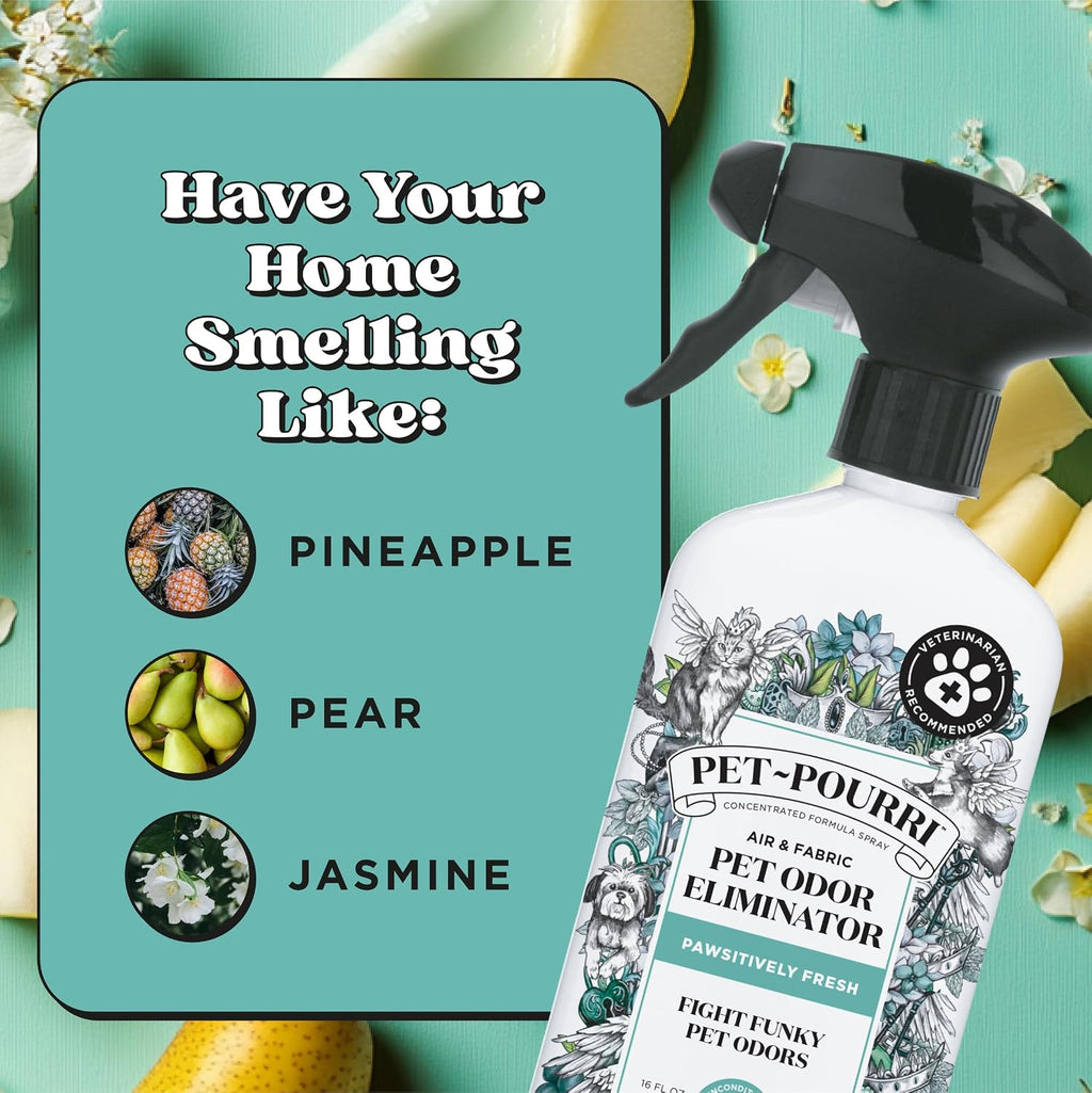 Pet-Pourri Pawsitively Fresh Pet Odor Deodorizer Spray, 16 Fl Oz, Up to 800 Uses, Air + Fabric Odor Remover with Essential Oils & Plant Based Ingredients, Vet Recommended, Pineapple, Jasmine & Pear - Image 12