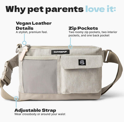 Cleverpup crossbody pet pouch with integrated poop bag dispenser view
