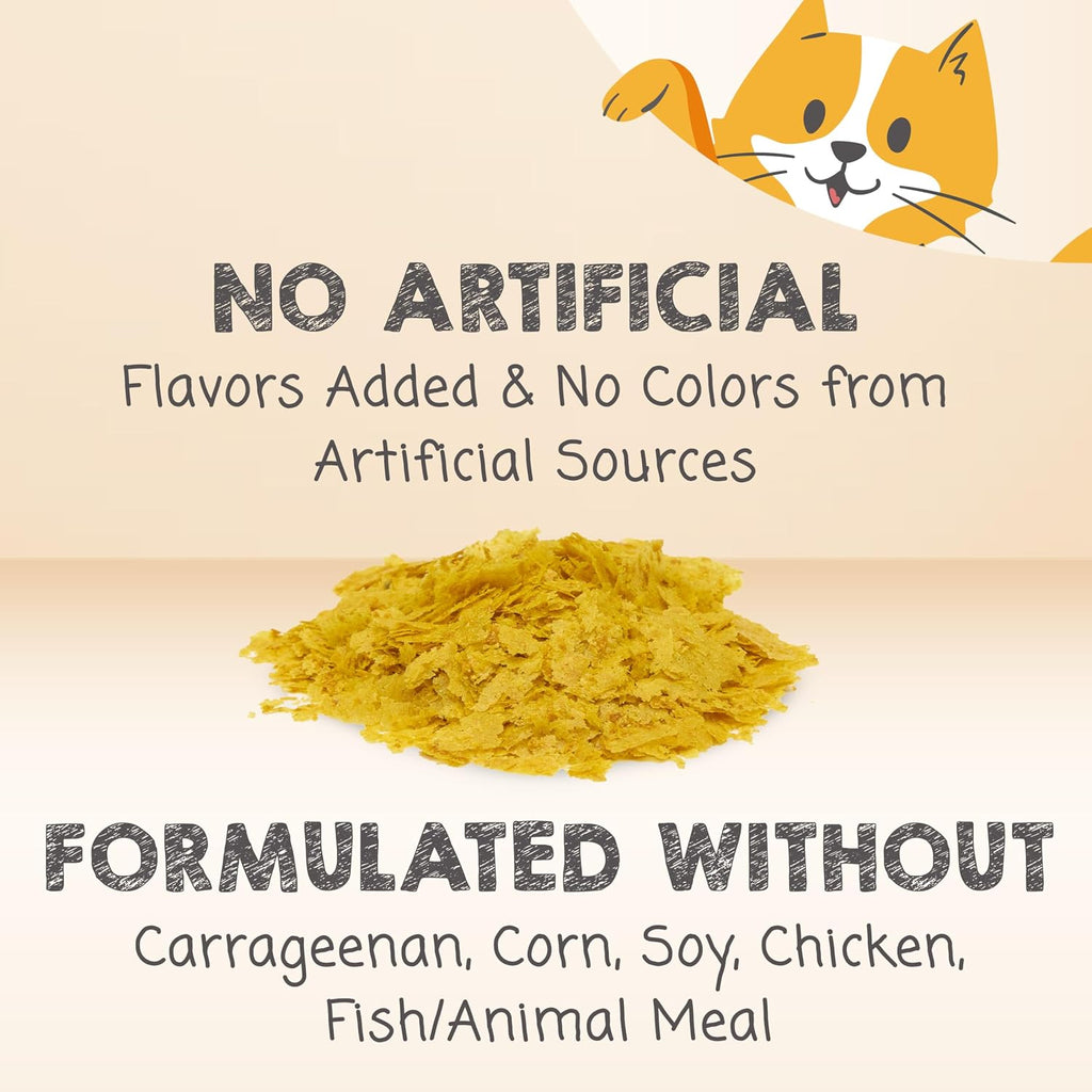 Sprinkling Meowee! seafood topper onto cat kibble