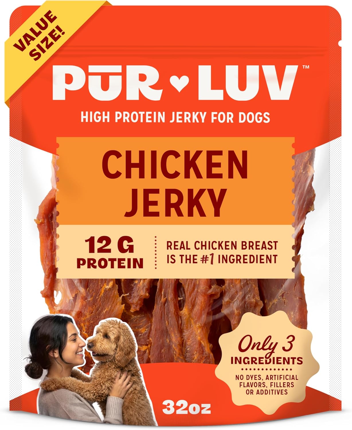 Pur Luv Chicken Jerky Dog Treats, Made with 100% Real Chicken Breast, 16 Ounces, Healthy, Easily Digestible, Long-Lasting, High Protein, Satisfies Dog's Urge to Chew - Image 12