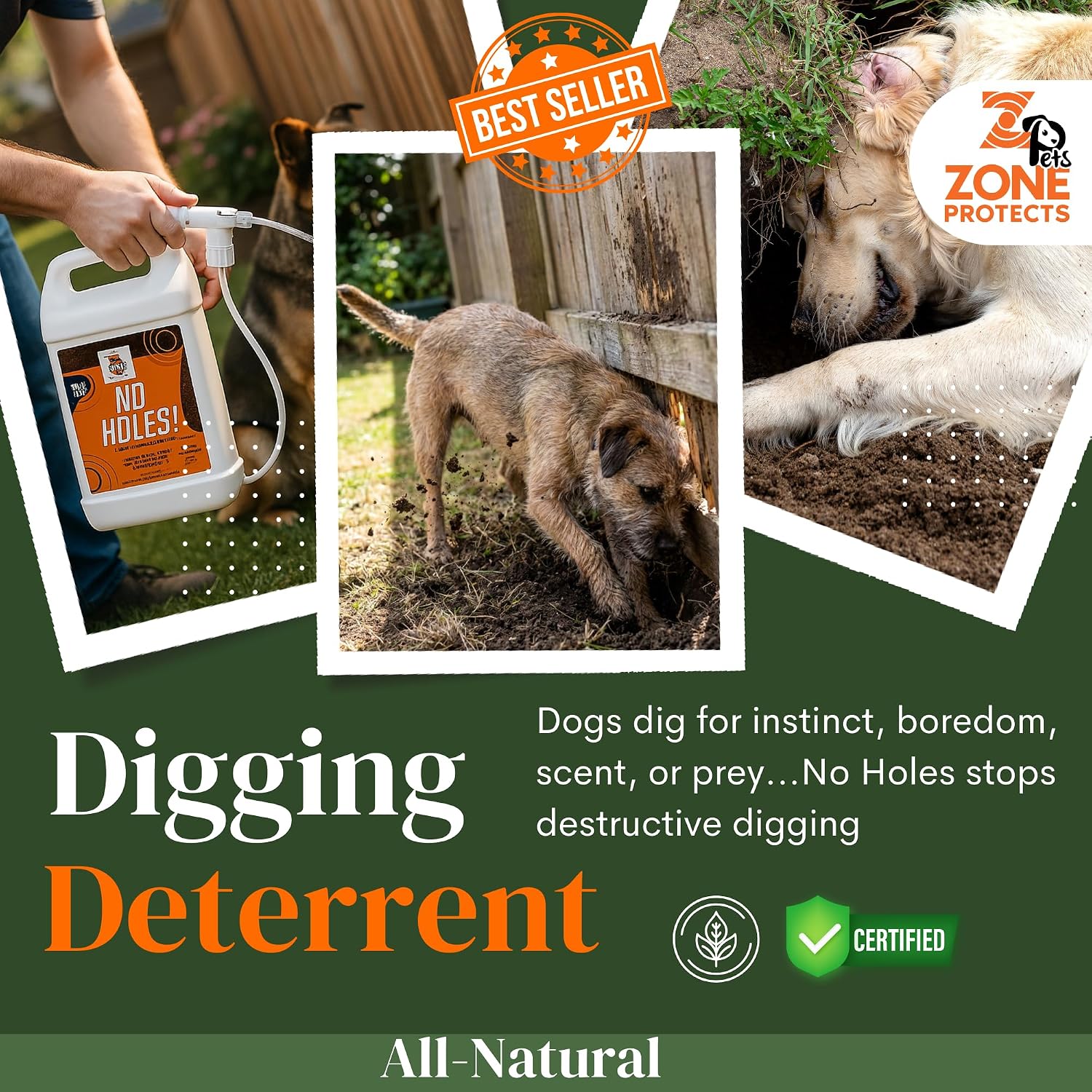 Zone No Holes gallon spray bottle in garden setting
