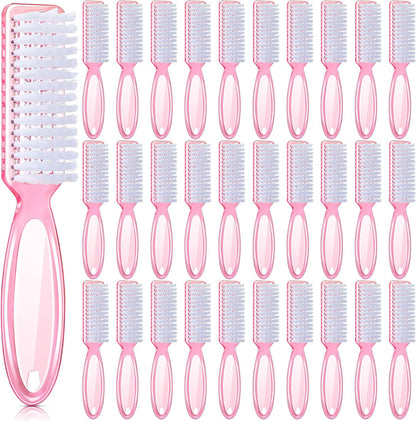Patelai nail scrubber brushes clear pink front view pack of thirty