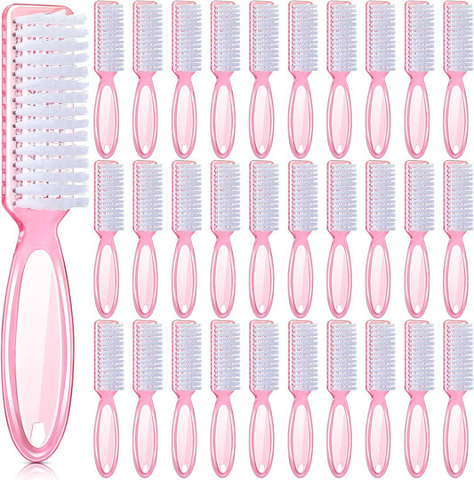 Patelai nail scrubber brushes clear pink front view pack of thirty