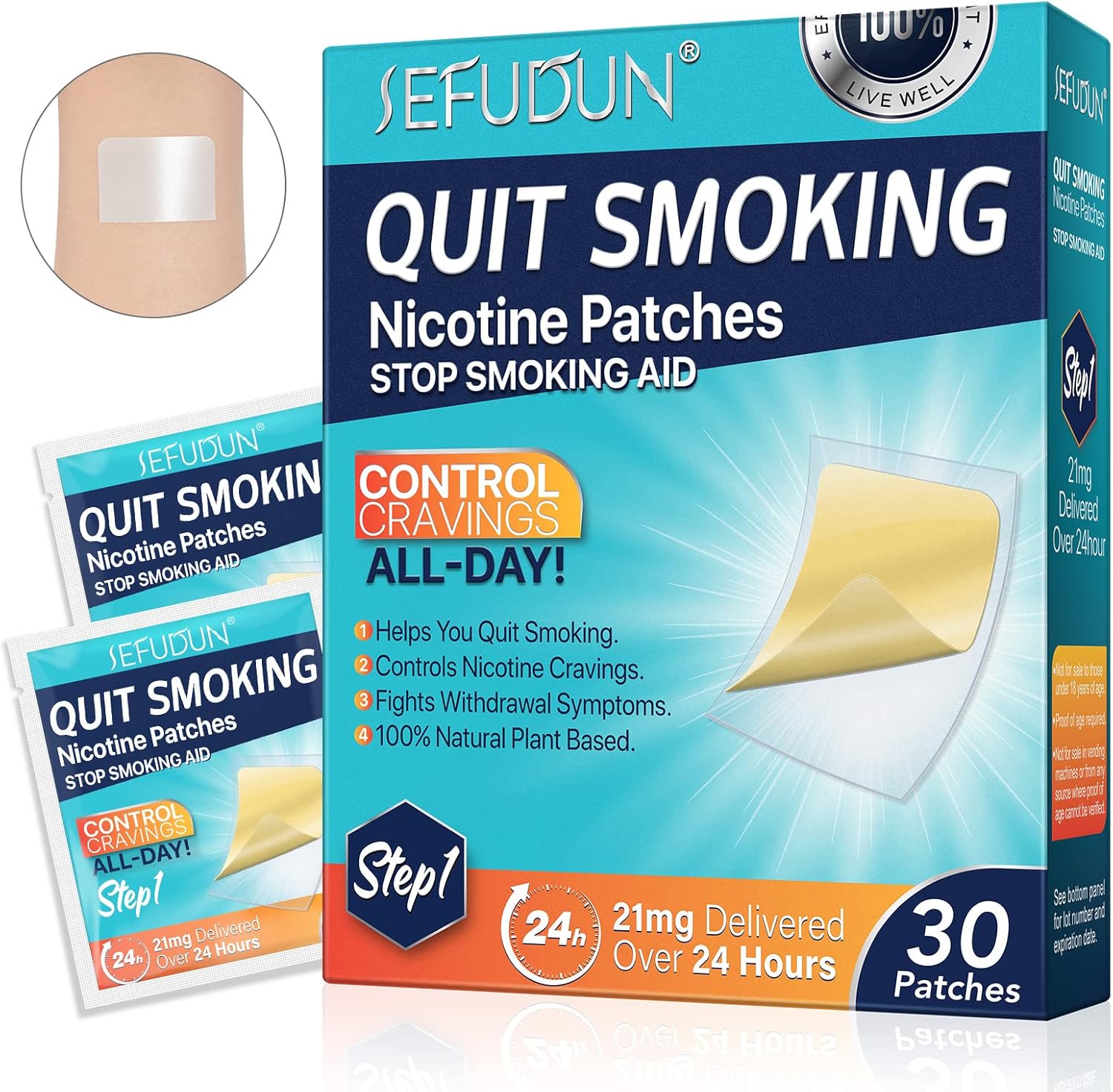 Nifeishi Quit Smoking Nicotine Patches Step 1 front view 30 count box