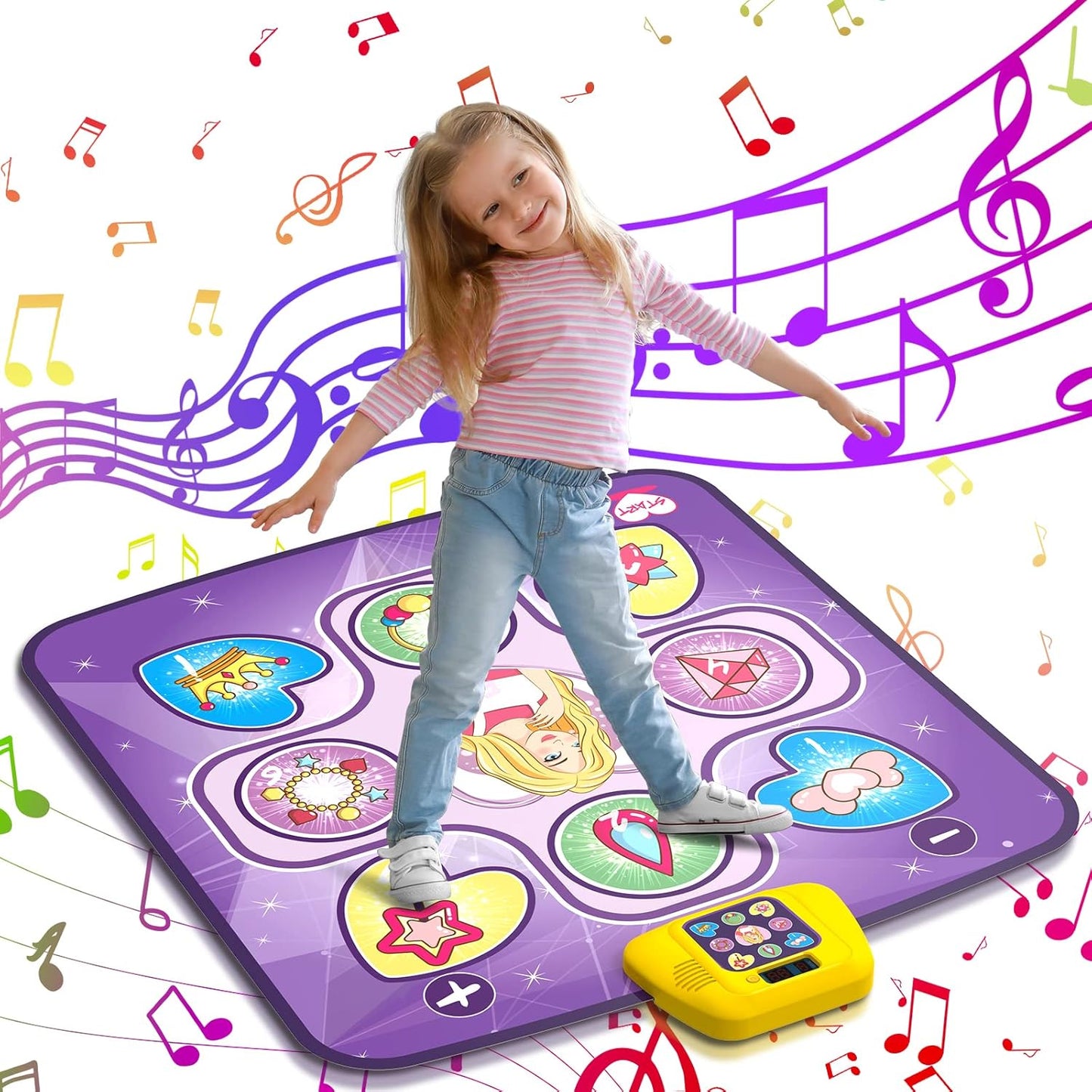 Beefunni dance mat for girls with LED lights and interactive control console