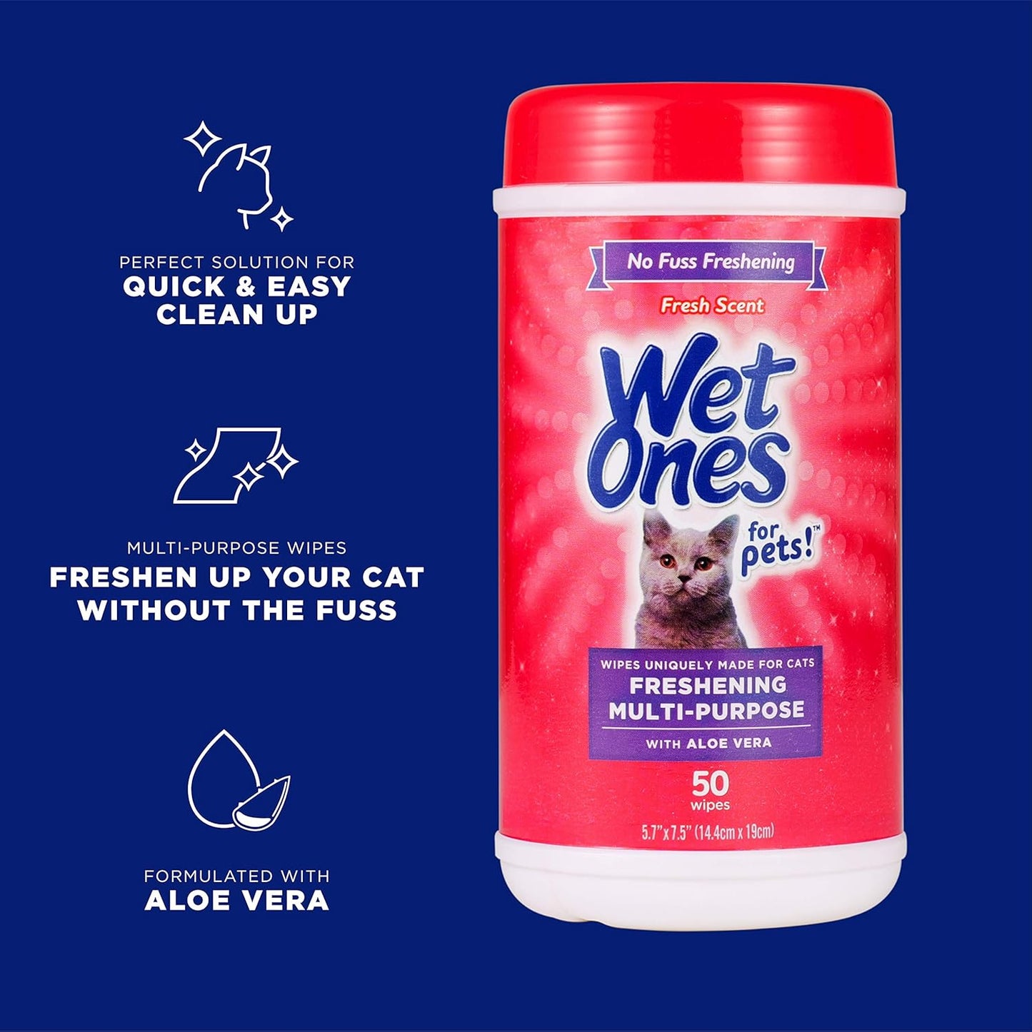 Aloe vera infused multipurpose cat cleaning wipes for pet grooming