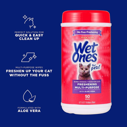 Aloe vera infused multipurpose cat cleaning wipes for pet grooming