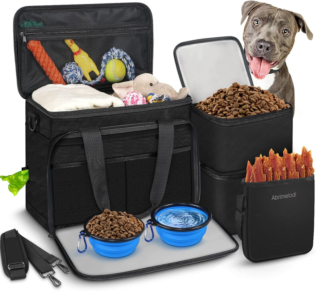6 Set Dog Travel Bag, Large Pet Travel Kit for Supplies Includes 2 Food Containers, 1 Pet Organizer for Dogs, 2 Collapsible Bowls, 1 Treat Pouch, Dog Weekend Overnight Bag Luggage - Image 11