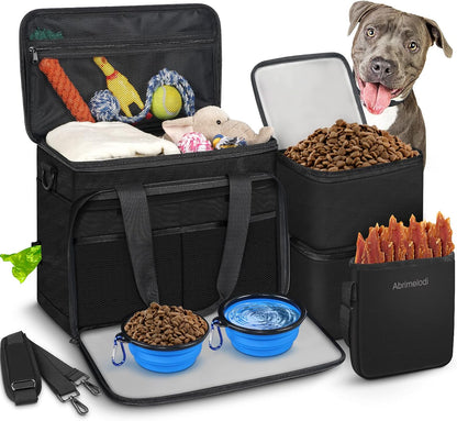 6 Set Dog Travel Bag, Large Pet Travel Kit for Supplies Includes 2 Food Containers, 1 Pet Organizer for Dogs, 2 Collapsible Bowls, 1 Treat Pouch, Dog Weekend Overnight Bag Luggage - Image 11