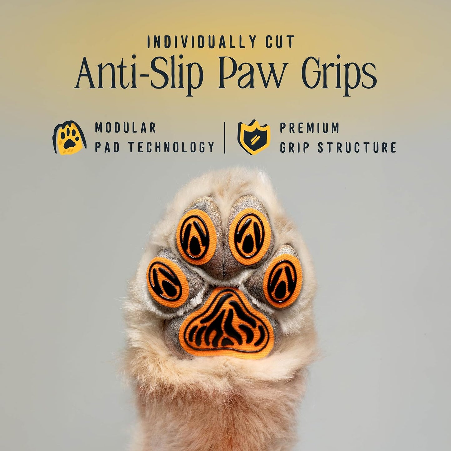 Close up of DOK TigerToes adhesive paw pads for senior dogs
