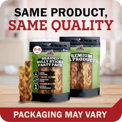 Redbarn Pet Products All Natural 5"-8" Braided Bully Sticks for Small & Large Dogs - Healthy Long Lasting Beef Chews Variety Party Pack - Single Ingredient Low Odor Rawhide Free - 8 oz Bag - Image 14