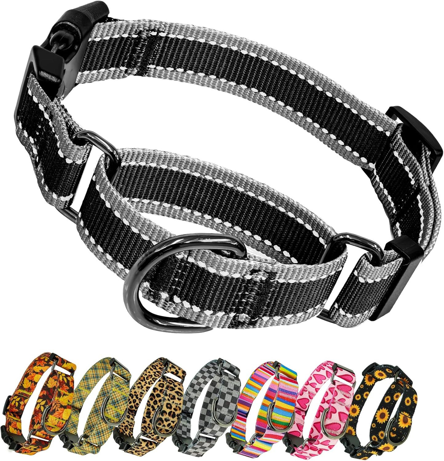Kazazoo Martingale Collar for Dogs with Quick Release Buckle Adjustable Soft Durable Dog Collar for Medium Dogs No Pull Training Dog Collars-Black Sunflower M - Image 13