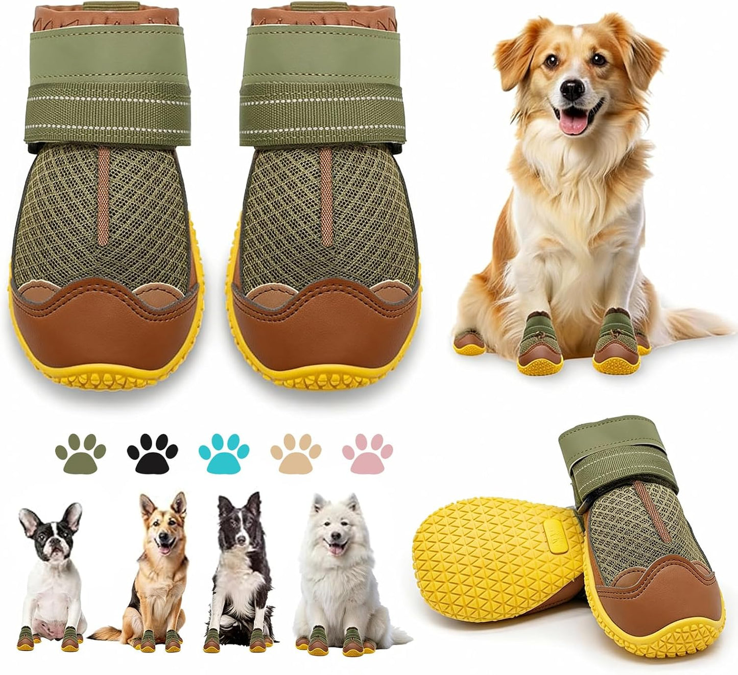 Dog Boots for Large Dogs, Medium Dog Boots & Paw Protectors for Hardwood Floors, Outdoor Dog Booties for Hot Pavement Winter Snow Hiking, Dog Shoes with Reflective Strips - Image 10