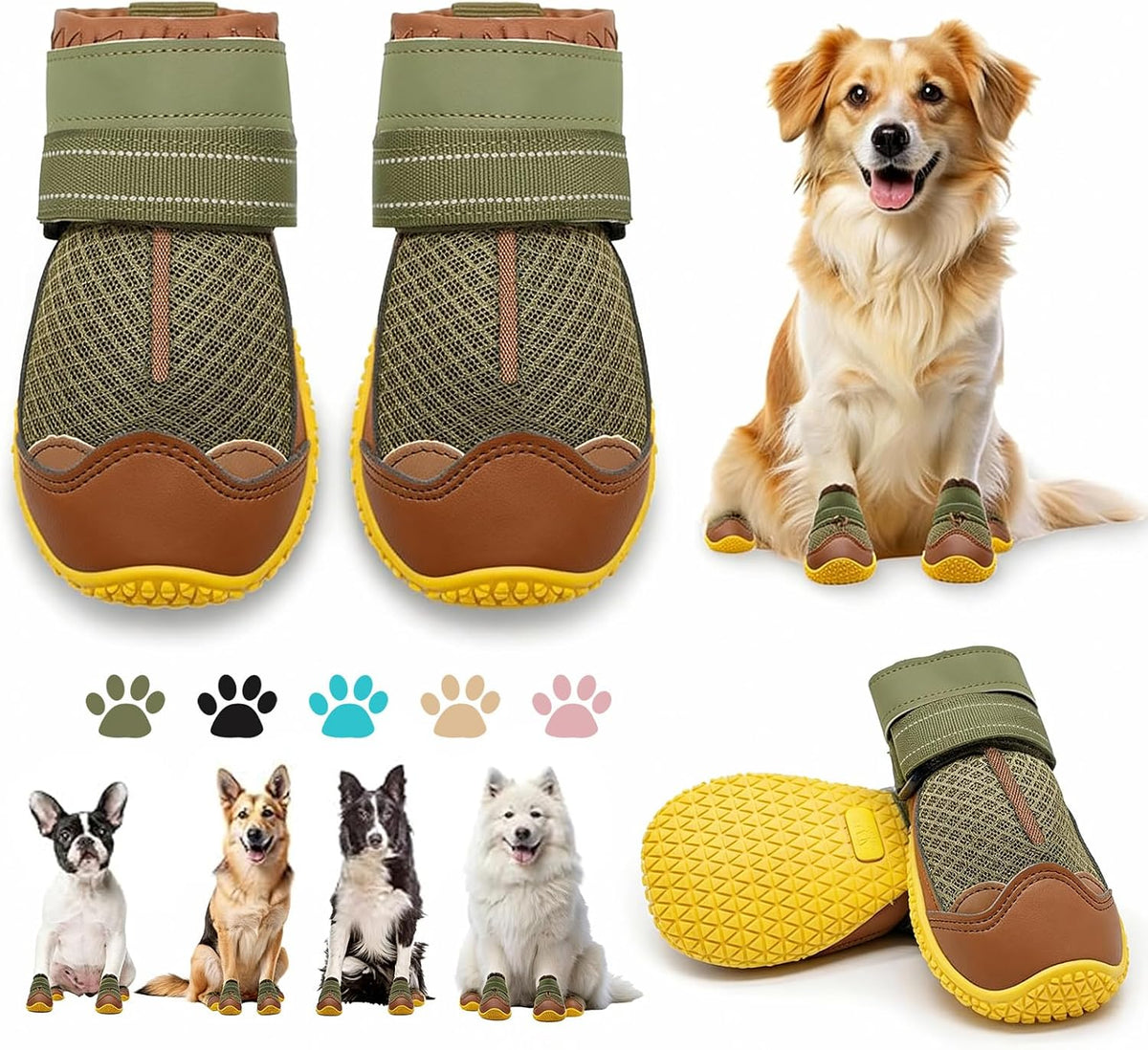 Dog Boots for Large Dogs, Medium Dog Boots & Paw Protectors for Hardwood Floors, Outdoor Dog Booties for Hot Pavement Winter Snow Hiking, Dog Shoes with Reflective Strips - Image 10