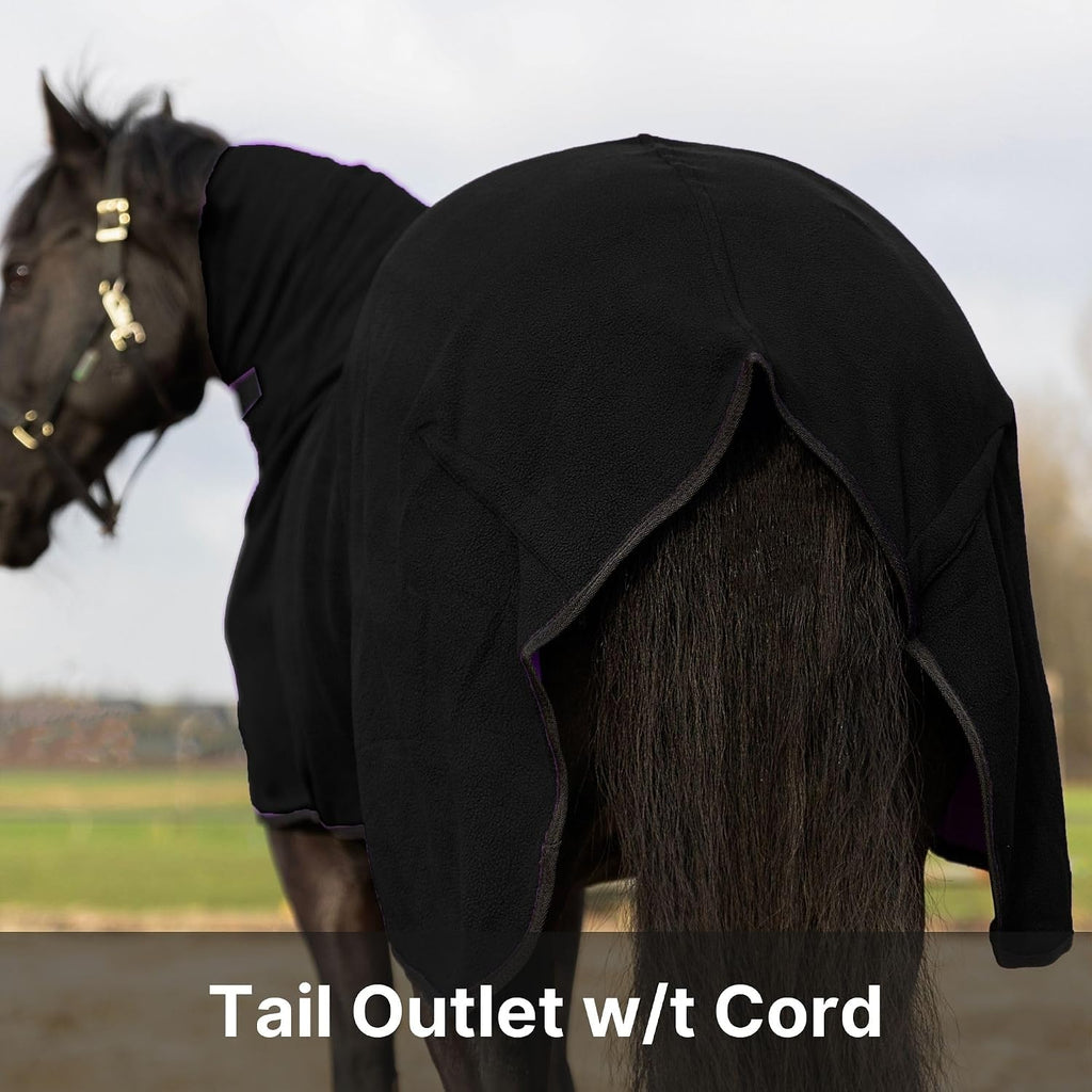 RESISTANCE equestrian post exercise cool down blanket with tail cord attached back view