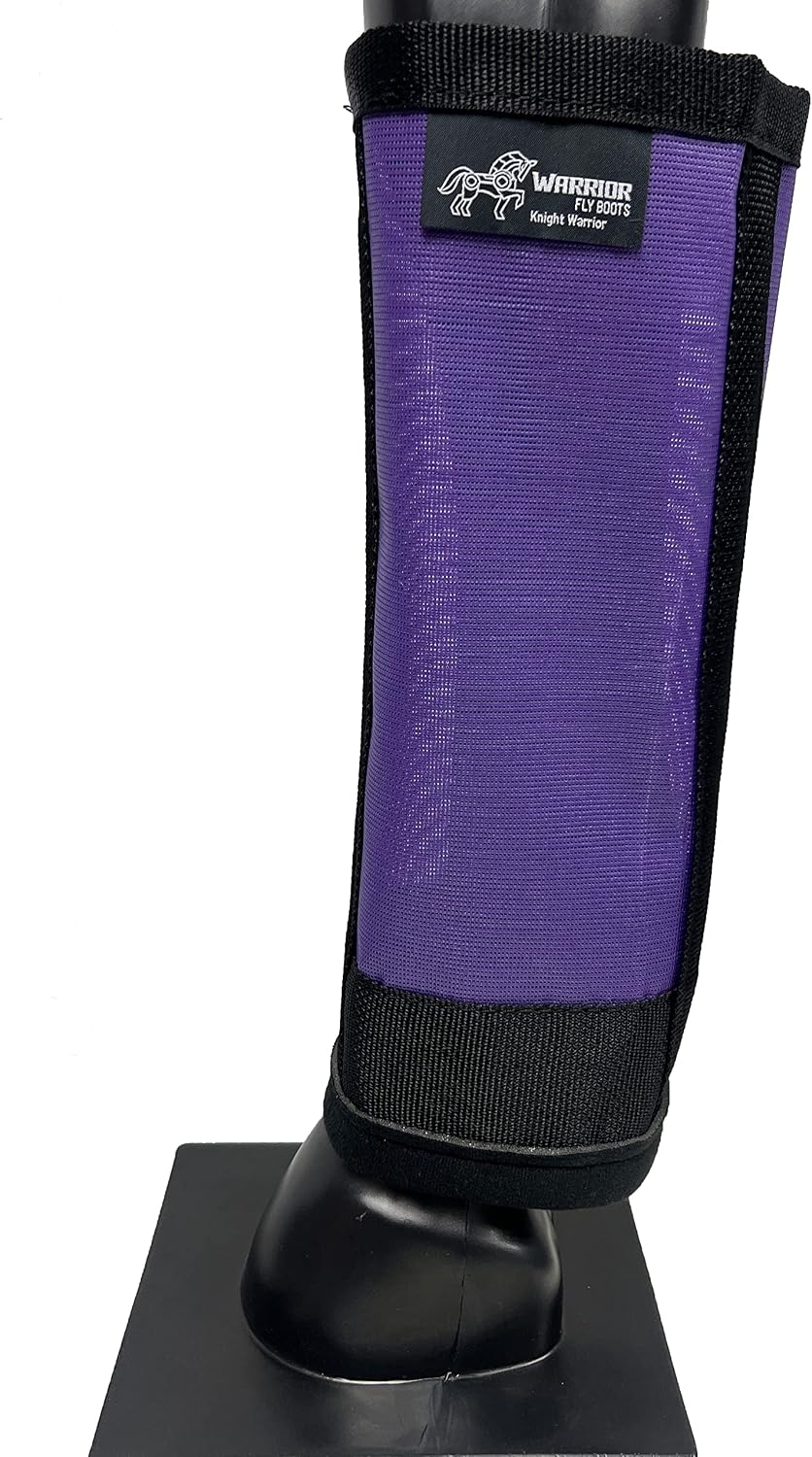 Warrior Fly Boots for Horses - Breathable Mesh Horse Boots for Fly Protection & Leg Comfort - Set of 4 (Knight Warrior, Light Blue) - Image 15