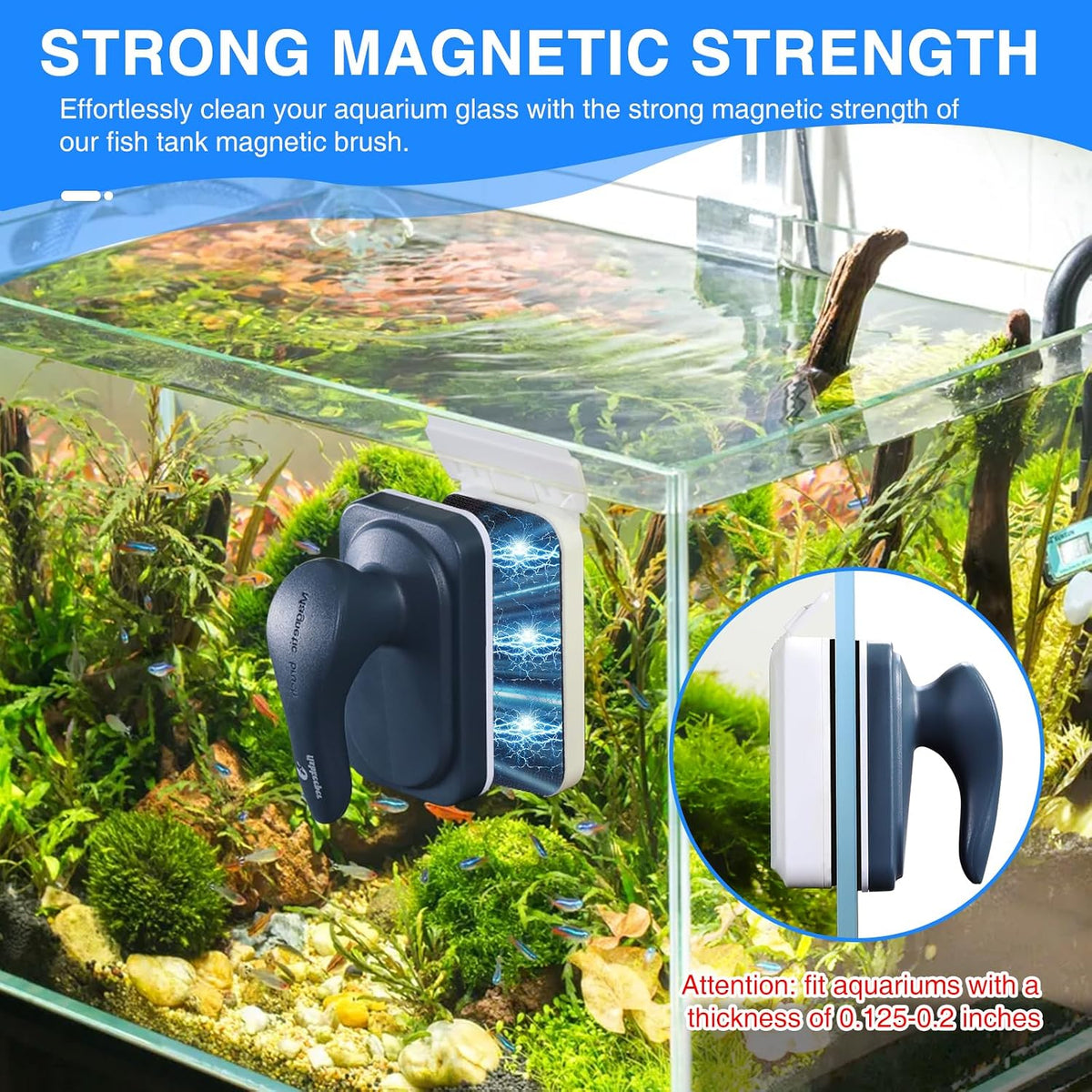 Fishkeeper magnetic fish tank algae magnet cleaning tool with detachable scrapers