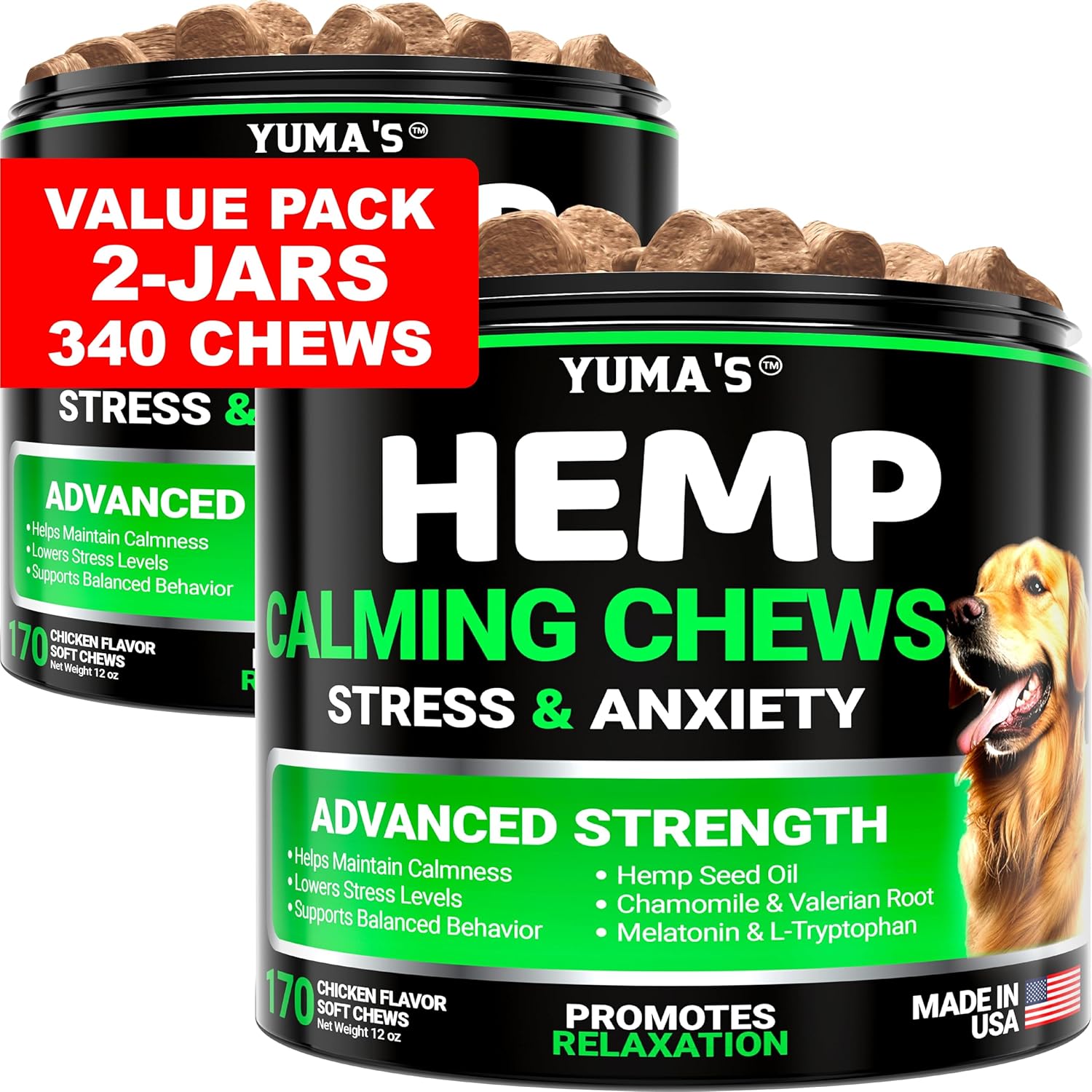 Group of 170 soft chews from Yuma's calming supplement