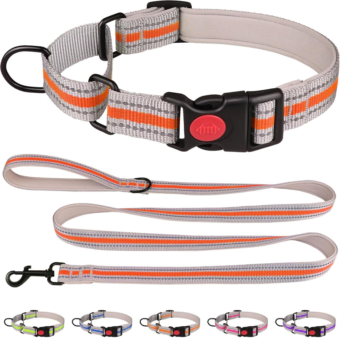 Adjustable hotpink dog collar with comfortable neoprene lining for daily walks