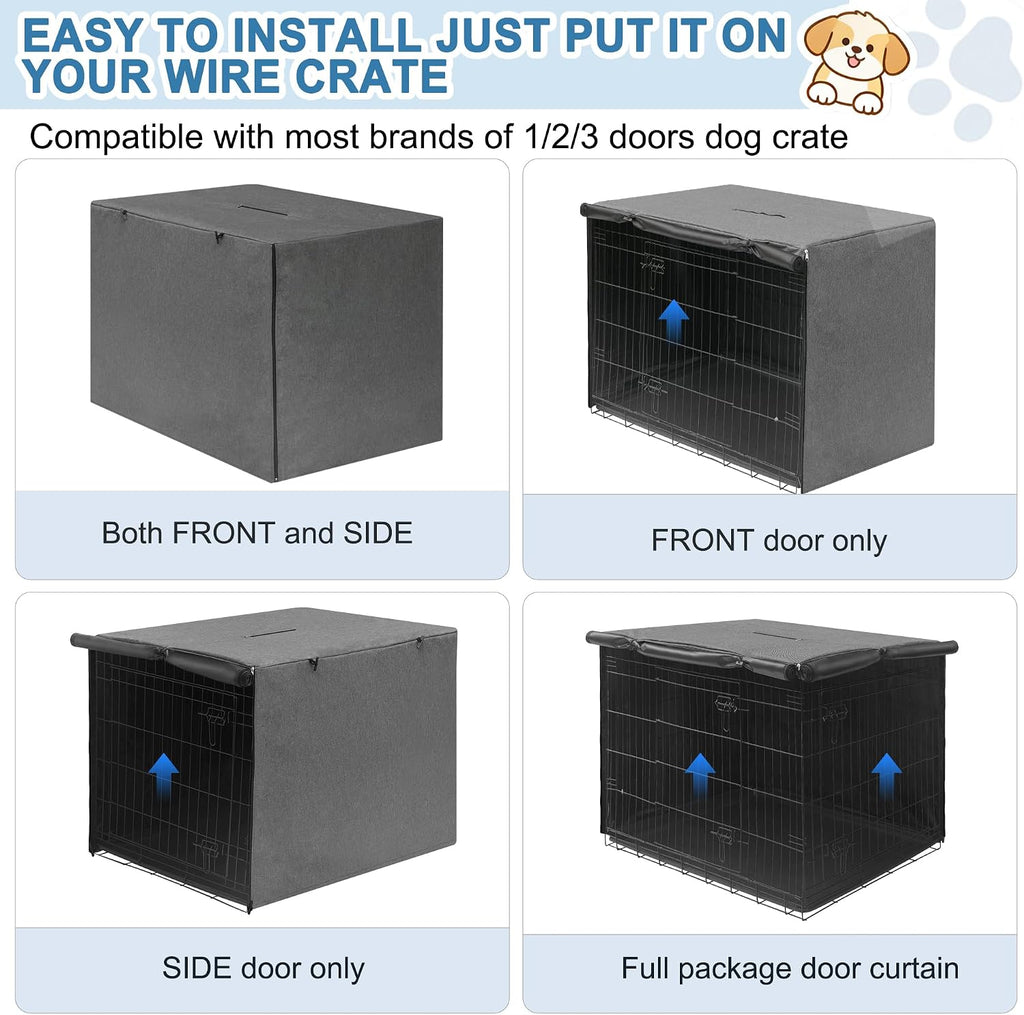 HiCaptain 24 inch dog cage cover with dual zippers being adjusted for dual doors