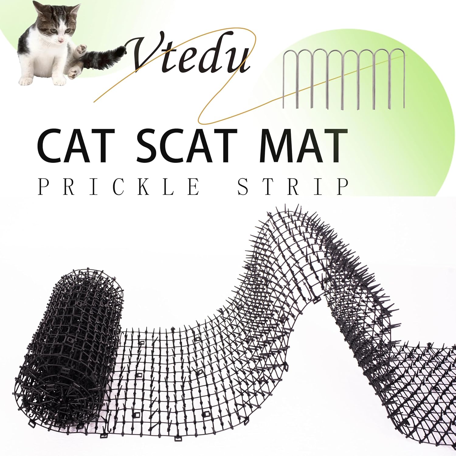 Cat Scat Mat 6.5FT, Humane Spike Deterrent for Outdoor Garden Lawn, Flexible Roll with Ground Staples Included and Easy Installation Guide - Image 9