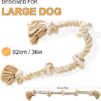Washable heavy duty pet play rope showing its natural undyed cotton material.