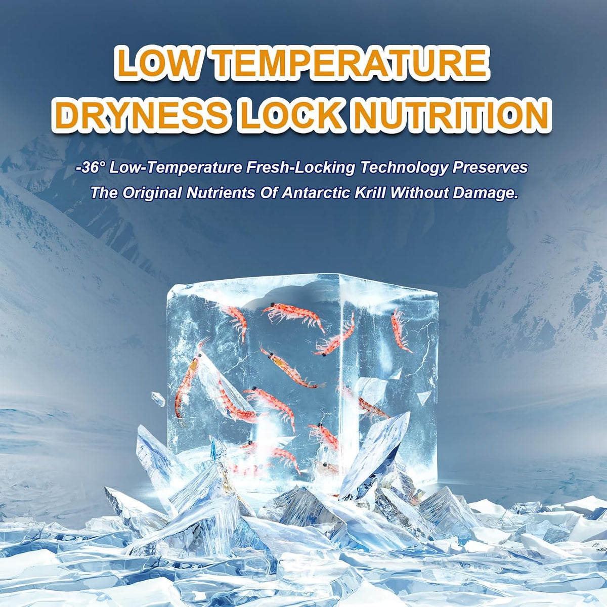 Antarctic krill natural fish food container side profile