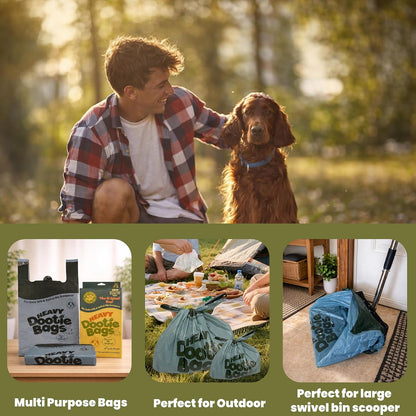 HEAVY Dootie Bags with EZ Tie Handles. Clean and Convenient for Pet Dog Poop, Cat Litter. Multi-Use. Great for Swivel Bin and Gogo Stik Scoopers. Made with Cornstarch. Strong, Leakproof and Very Large - Image 9