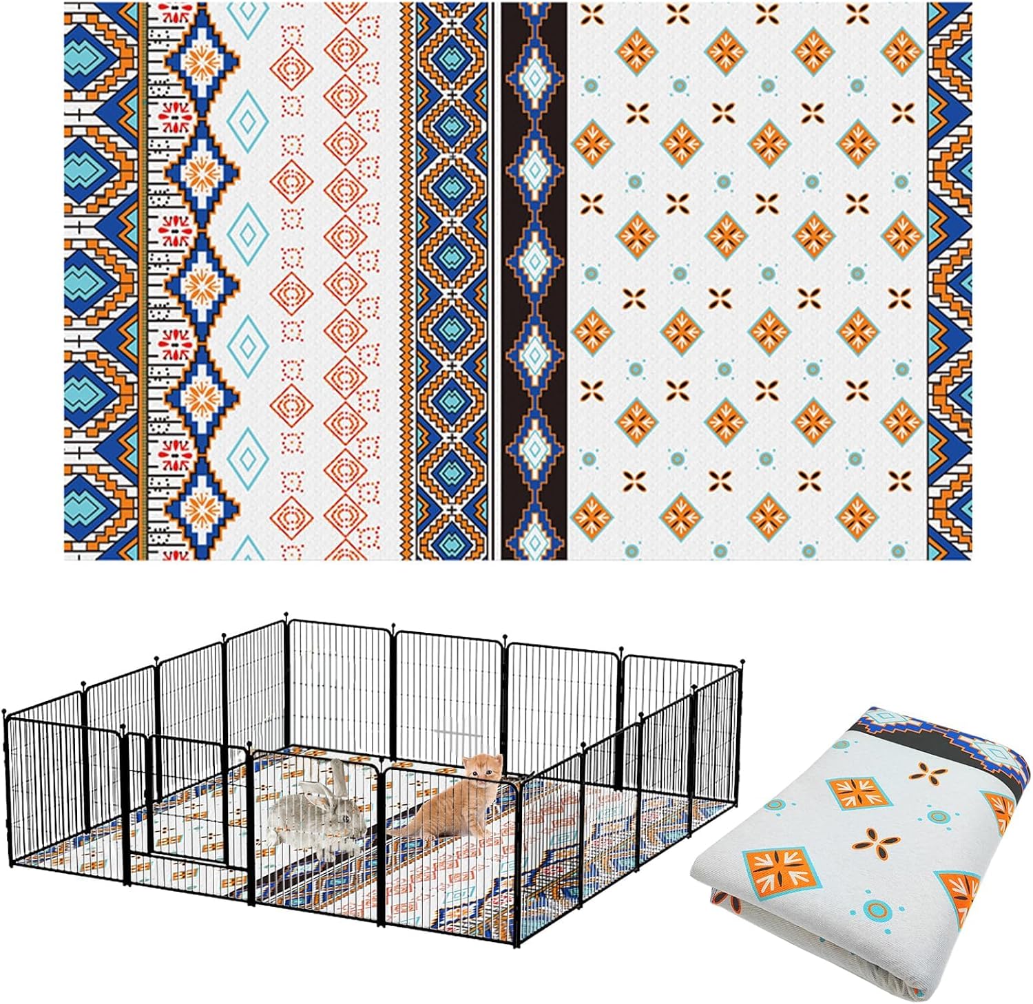 BNOSDM 79" X 55" Large Bunny Cage Liner Washable Reusable Big Rabbit Pads Floor Mat for Rabbits Anti Slip Rug for Bunnies, Pet Carpet for Chinchillas Cats Guinea Pigs Ferrets Dogs - Image 11