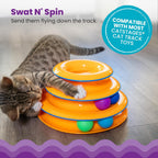 Vibrant pink blue yellow purple and green replacement balls for interactive cat track setups.