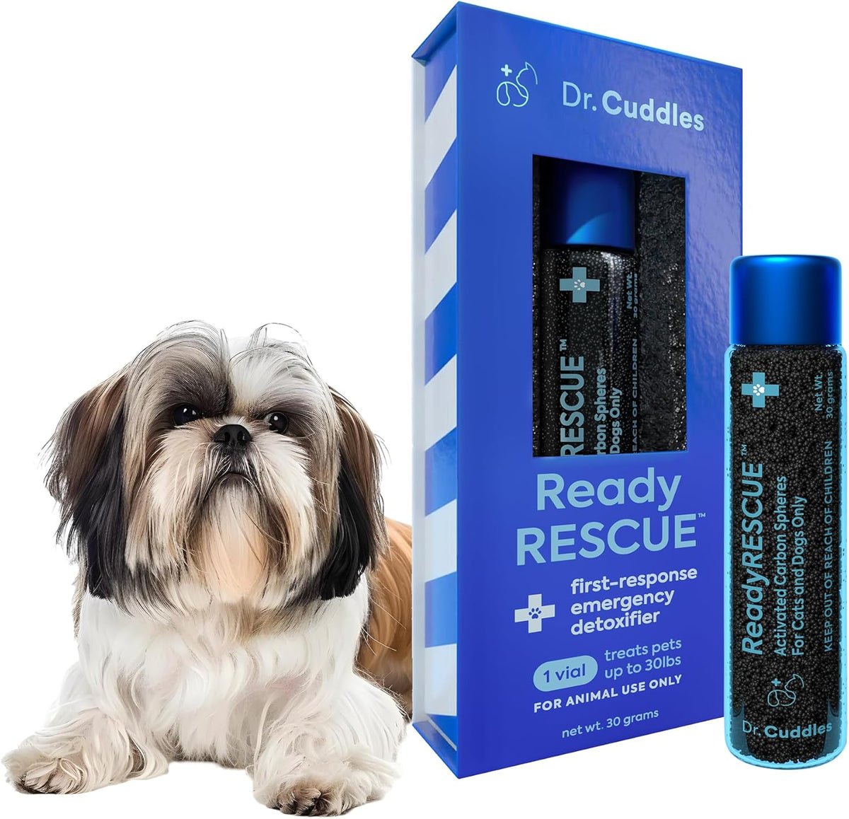READYRESCUE Activated Charcoal Microspheres front view emergency pet detox vial