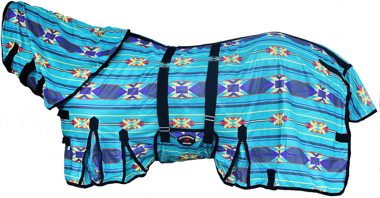Premium imported Challenger horsewear fly sheet pack shots showing premium fabric construction