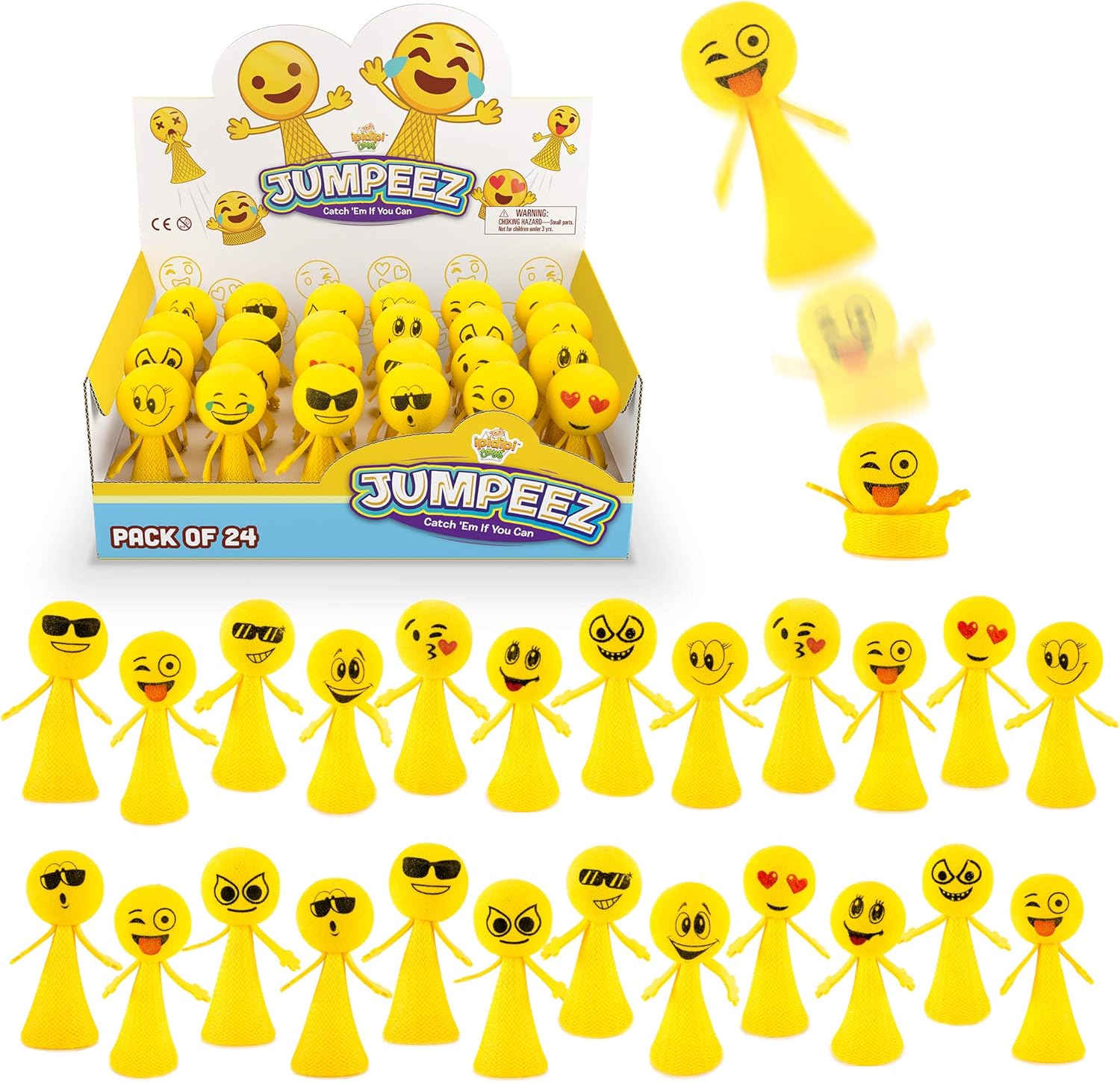 IPIDIPI TOYS Jumpeez Rocket Poppers front view of full box set containing twenty-four pieces