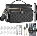 RoseDorée Breast Pump Bag Kit front view showing quilted black exterior and gold zippers